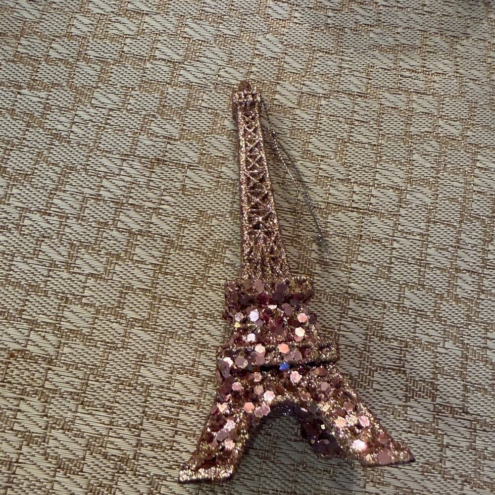 Sparkling Pink Eiffel Tower Christmas Ornament